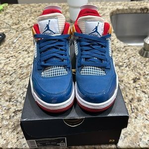 Air Jordan 4 Retro (GS) French Blue/White-Gym Red